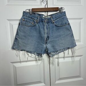 Levi’s Cutoff Denim Shorts Size 32 High Rise Light Wash Raw Hem